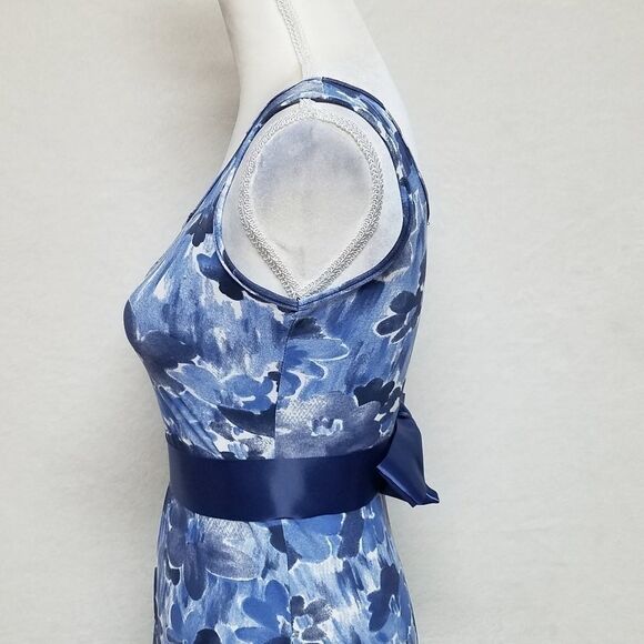 VINTAGE Twisted Paris Blue Floral Sash Maxi Dress - Picture 10 of 16